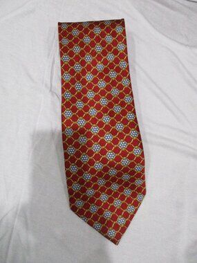 Richel Barbed Wire Pattern Pure Silk Tie Burgundy / Blue / Gold